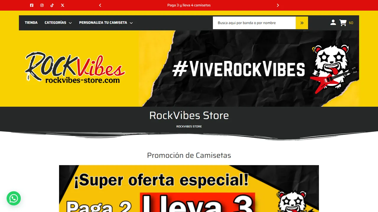 Sitio web de RockVibes Store